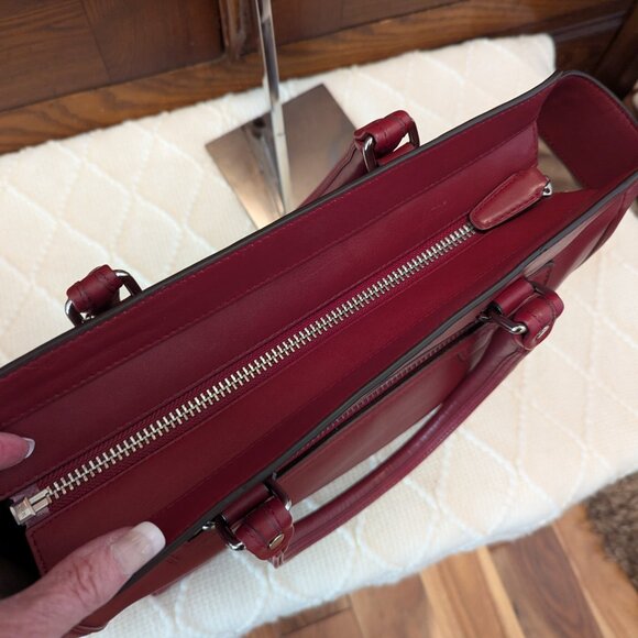 COACH 19890 Dark Red Leather Legacy Medium Candace Carryall Tote Shoulder Bag - Picture 12 of 16